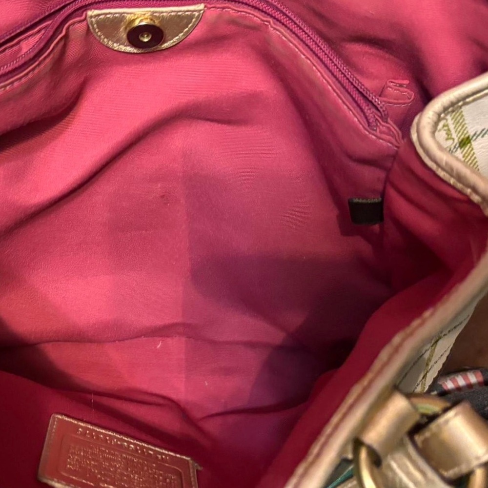 Coach Checkered Shoulder Bag - Gold and Multicolor - Picture 5 of 7